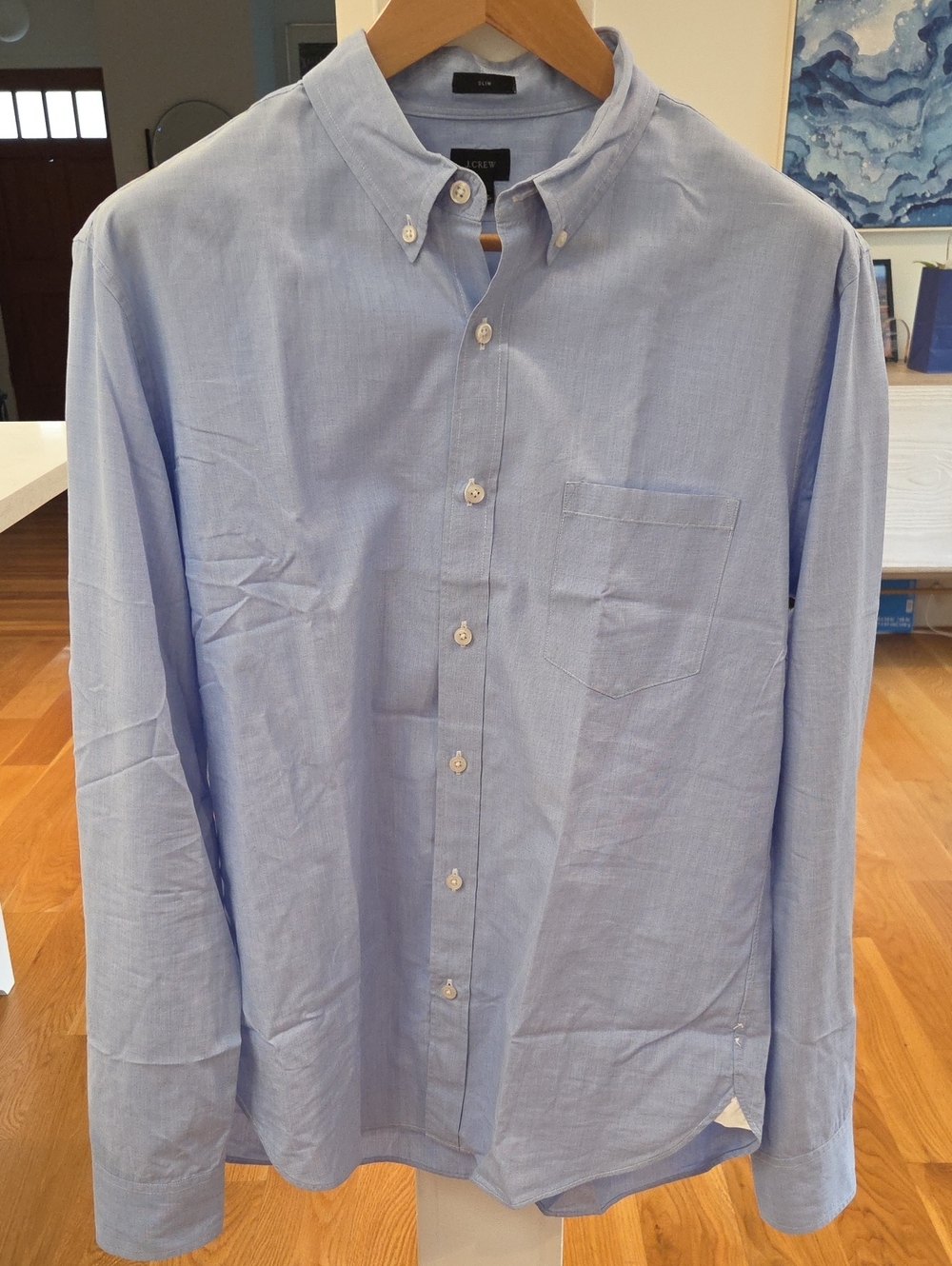 J. Crew Mens Large (L) Classic Light Blue Slim Fit Oxford Button Down Shirt EUC